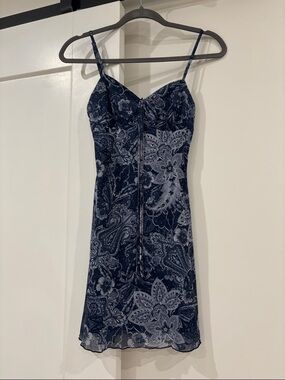 SHEIN Navy Blue Paisley Mini Dress